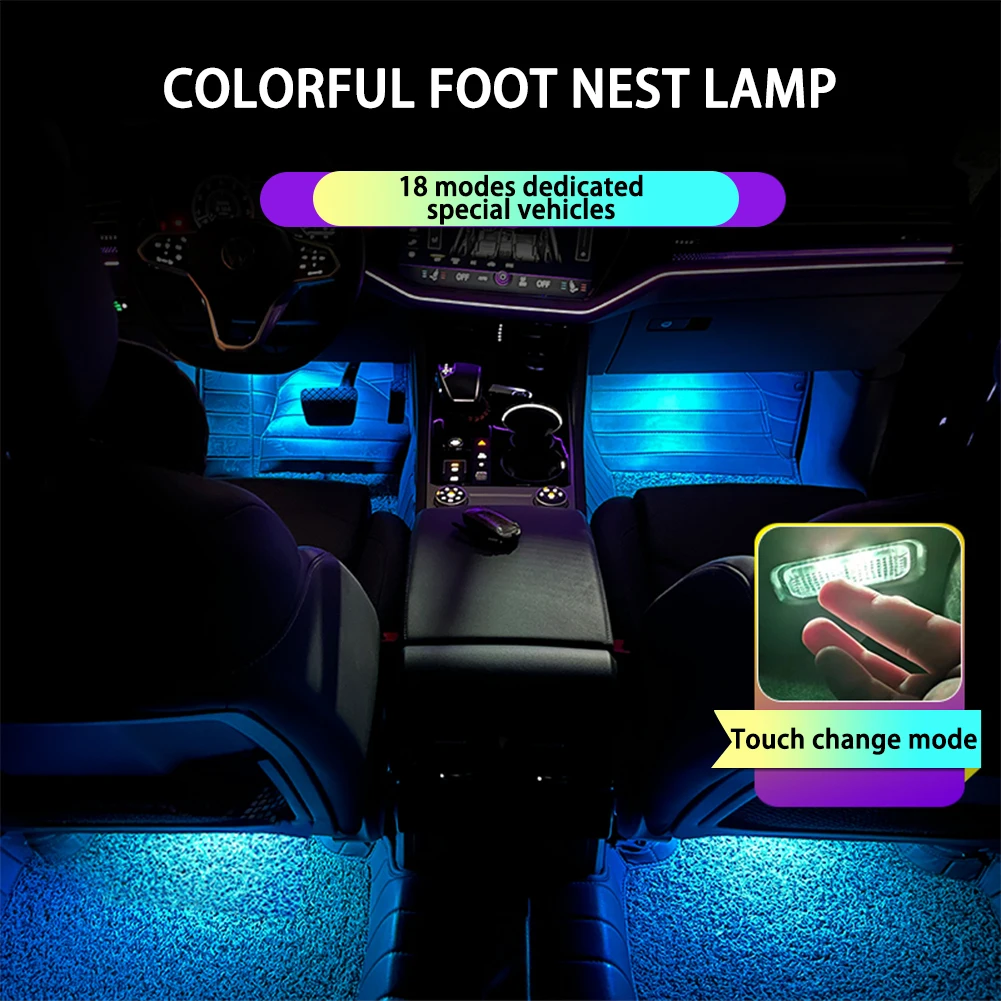 16 Colors Control Car LED Footwell Lights for Porsche 911 992 Cayenne 957 Panamera 971 Boxster Interior Decorative Atmosphere view 2