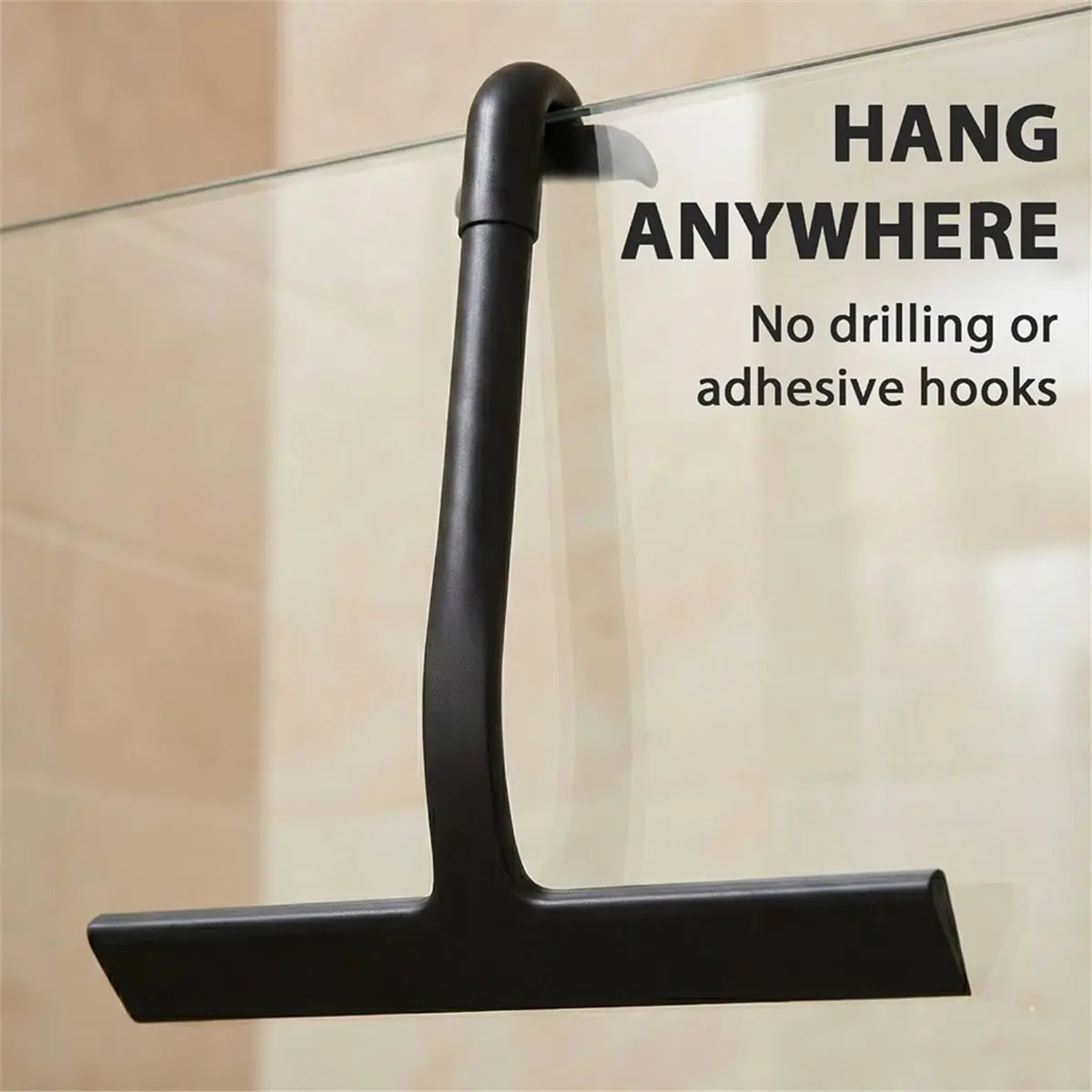 A60P Shower Squeegee for Glass Doors, Hang Anywhere Silicone Shower Squeegee with Hook Design for Easy Hanging and Cleaning - view 5