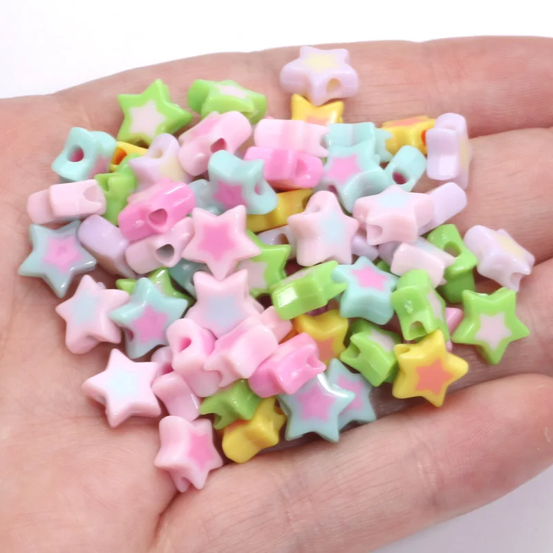 50Pcs 10mm Colorful Star Beads Acrylic Charm Spacer Beads For Jewelry Making Bracelet Necklaces Earrings Diy Accessories