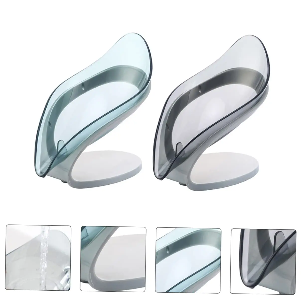 Leaf Shape Soap Bar Holder for Kitchen Bathroom Self Draining Tray Shelf with Anti-Slip Suction Cup Soap Storage Box