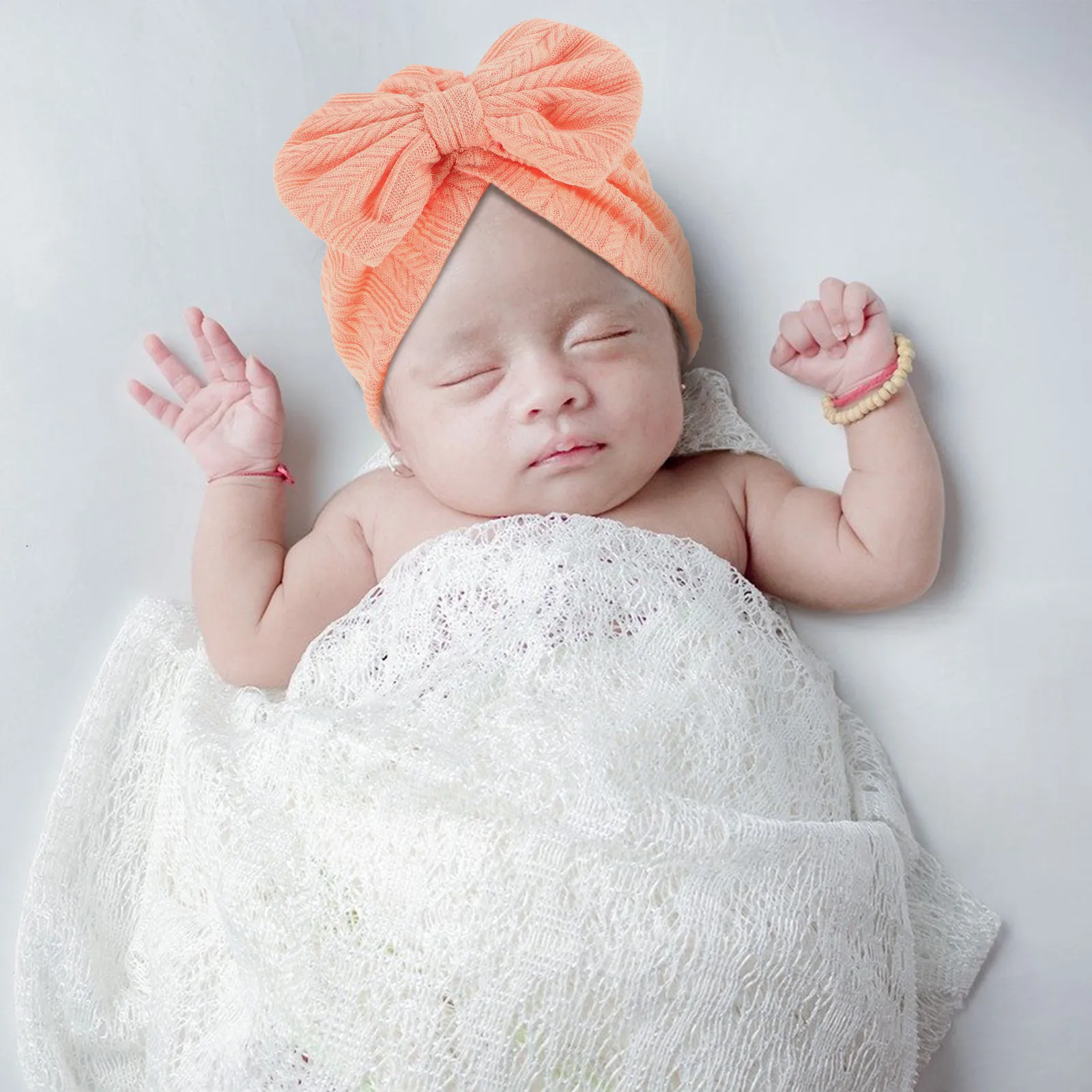 

Cute Baby Turban Hat Newborn Beanie Infant Cap Soft Bow Knot Nursery Beige for Toddlers Girls Elegant Wheat Ear Pattern Pure