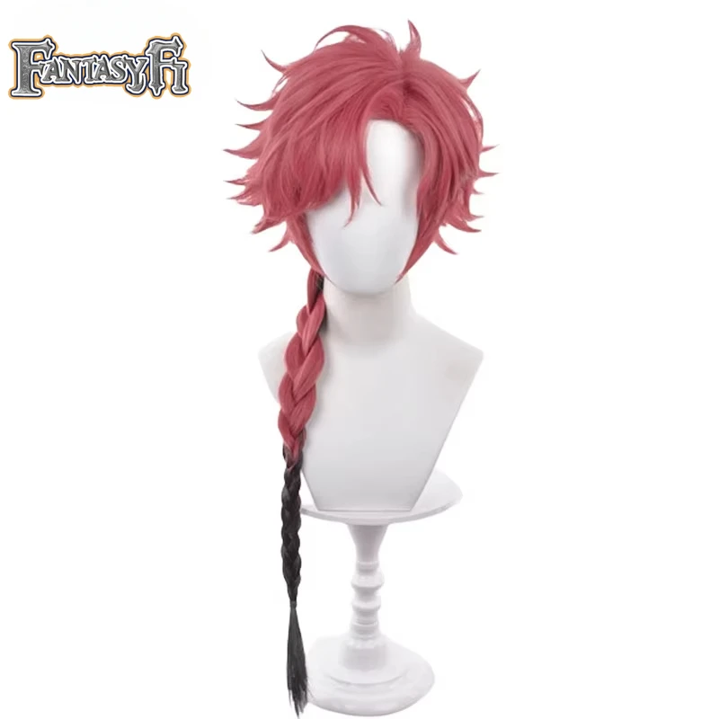 Vein Anime Cosplay Wig Anime Link Click Red Gradient Braid Hair Glasses Heat-resistant Fiber Hair+Free Wig Cap Halloween Party