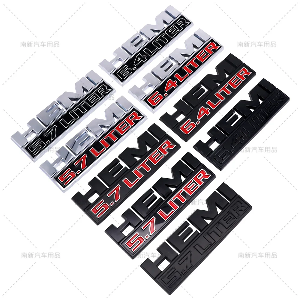 Big Size ABS Hemi 5.7 Liter Car Body Sticker 6.4 Liter Badge Emblem Rear Trunk Decal for Charger Dart Durango Avenger Challenger