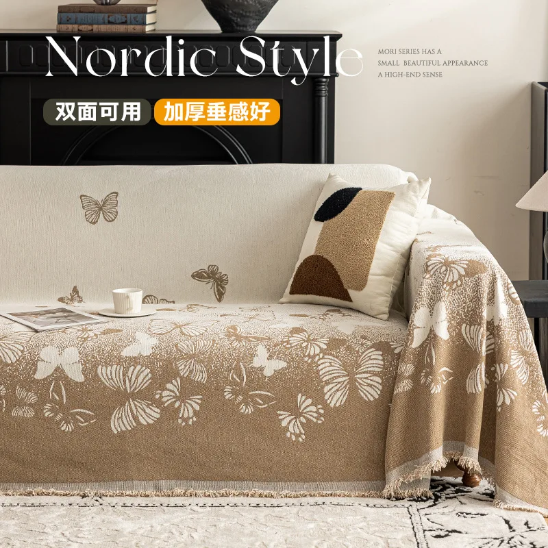 Nordic Style Living Room Sofa Cover All-inclusive Home Extended Three-seater Sofa Cover Cloth Non-slip Sofa Towel Full Cover