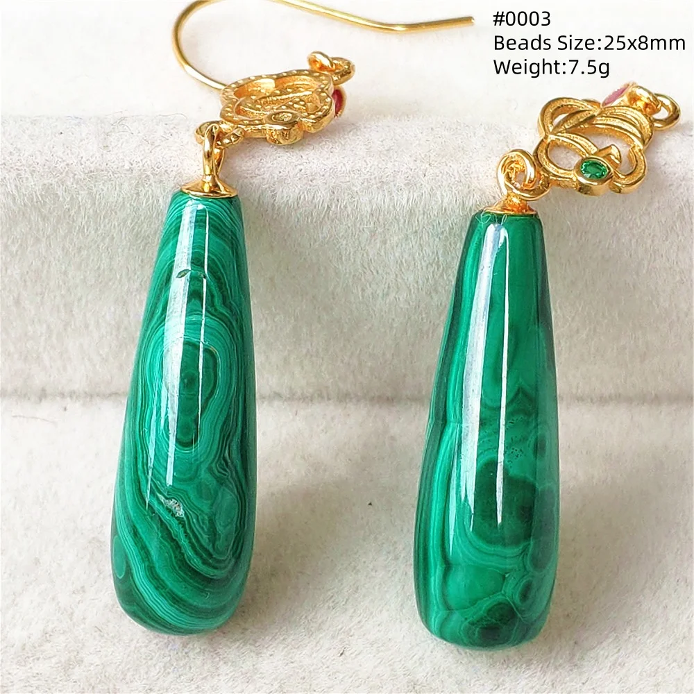 

Натуральный Зеленый Малахит Хризоколла Серьги Пара Женщины Мужчины Мода Женщины Леди 25x8 мм Стерлингового Мода Серьги AAAAA