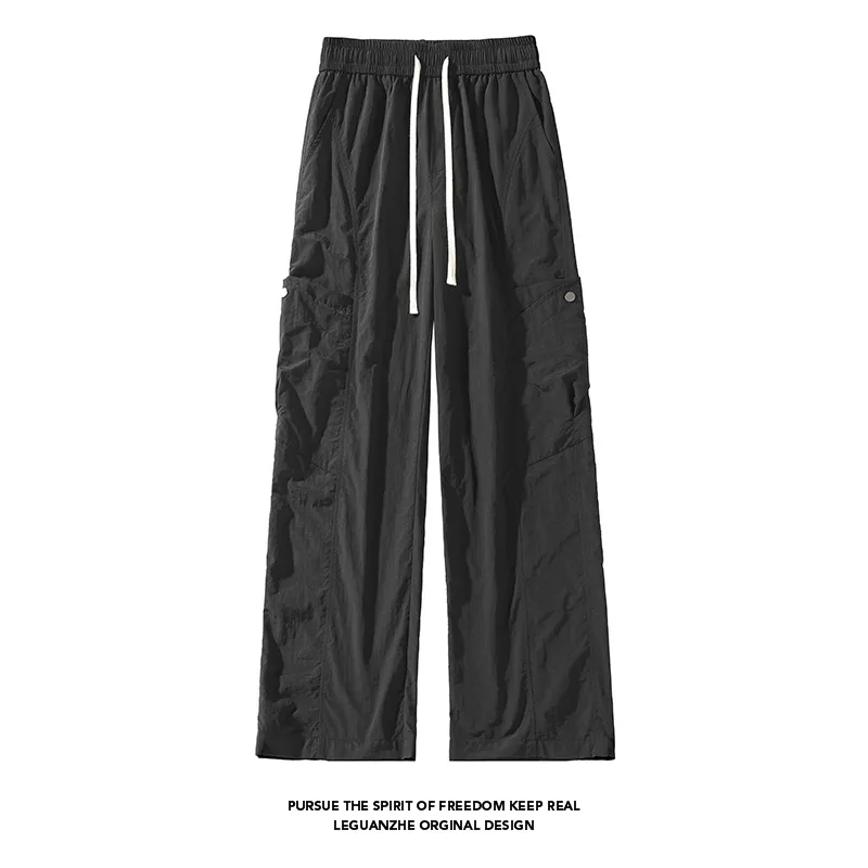 

【Mirrordust】Осенние тонкие быстросохнущие брюки-карго большого размера с карманами, американский стиль, уличные рабочие брюки для мужчин и женщин, M-5XL