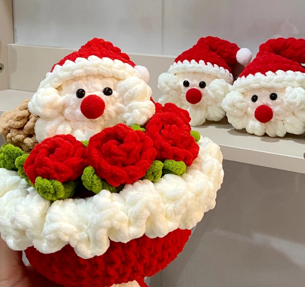 DIY knitted ice line Santa bouquet handmade wool crochet material package Christmas bouquet gift