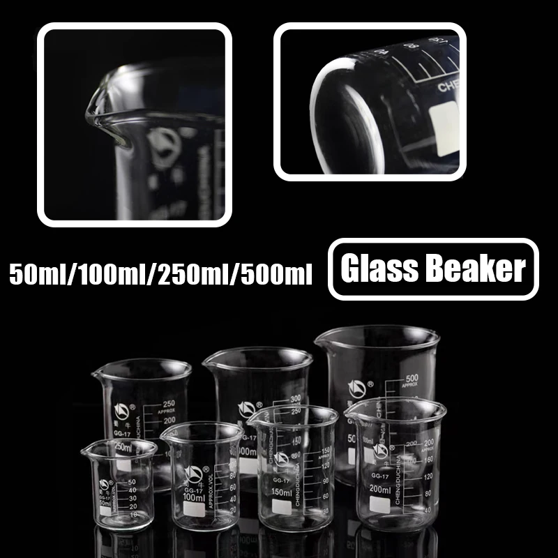 Glass beaker 50ML/100ML/250ML/500ML Beaker laboratory Glass Transparent Beaker Thick Borosilicate