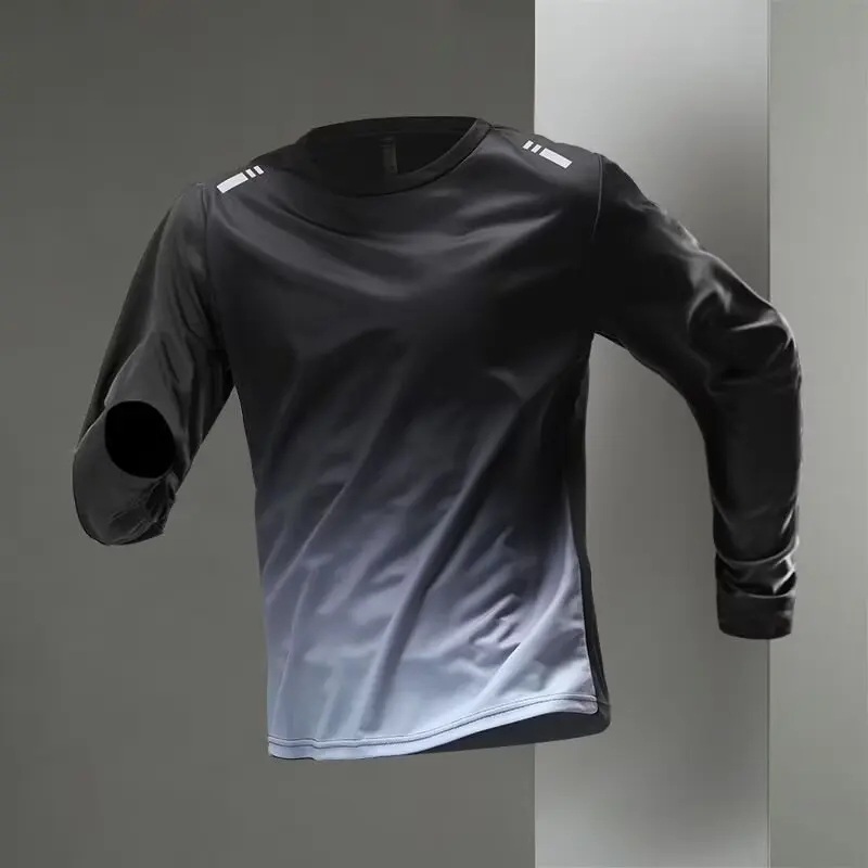 Langärmliges Herren-T-Shirt, Sportoberteil für den Frühling, neuer Stil für Laufen, Fitnesstraining, Outdoor-Wanderkleidung für Frühling und – Detail 3