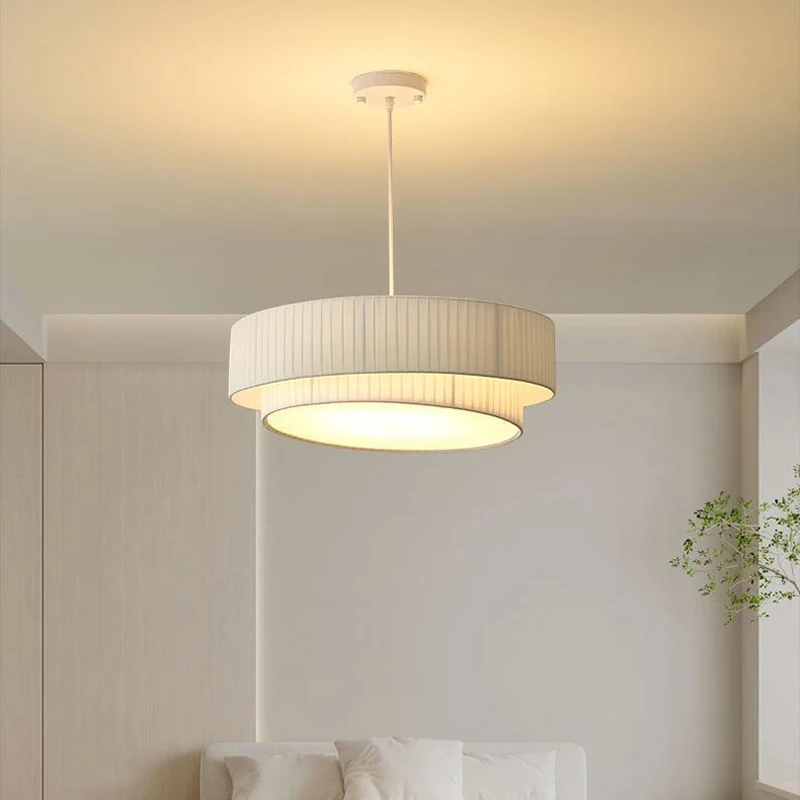 French Medieval Style Chandelier For Bedroom Nordic Designer Home Decor Lamp Kitchen Dining Table Fabric Lampshade Pendant Light