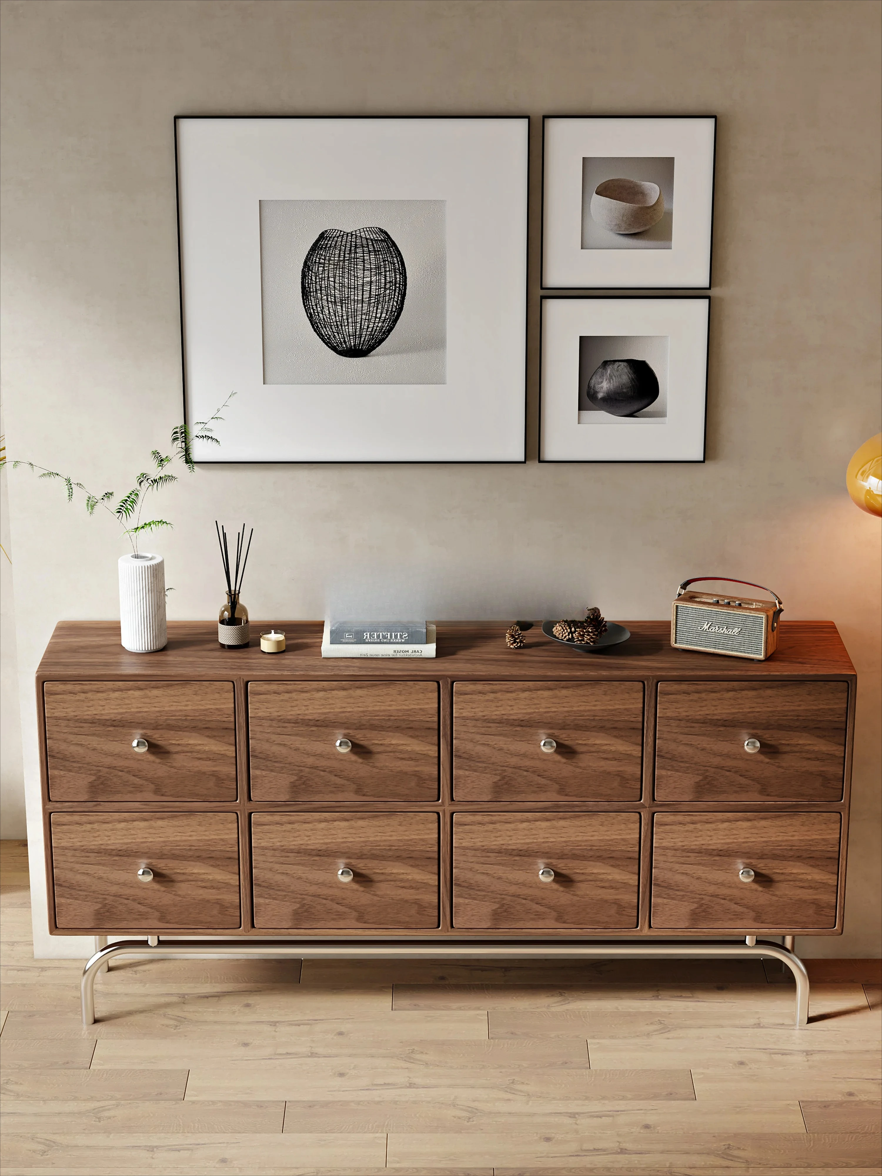 

Североамериканский черный орех из цельного дерева, комод для спальни, встроенный шкаф для гостиной, столовой, боковой шкаф