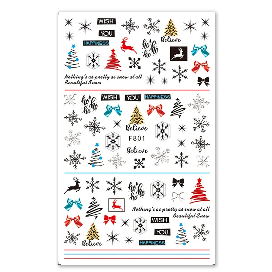 Winter kerst nagelstickers, feestelijke sneeuwvlok en vakantieontwerpen stickers voor gemakkelijke nagelkunst