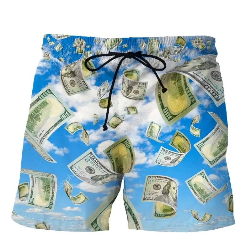 New Summer Men Fashion Shorts 3d Dollar Printing Clothing Boys Kids Casual Hawaii Vacation Shorts Male Vintage Beach Shorts