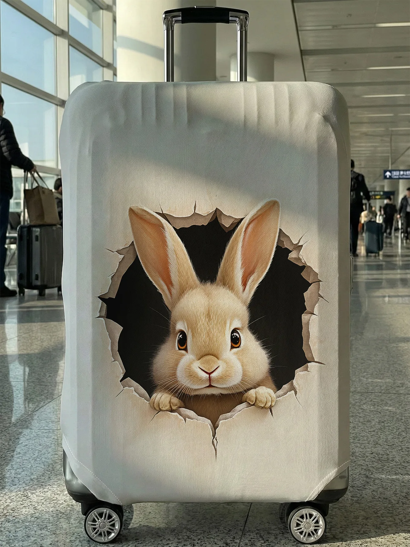 

White Base 3D Breakthrough Bunny Luggage Cover, Suitable for 18-32 Inch Luggage Cover, Luggage Handle Glove, Travel Accessories