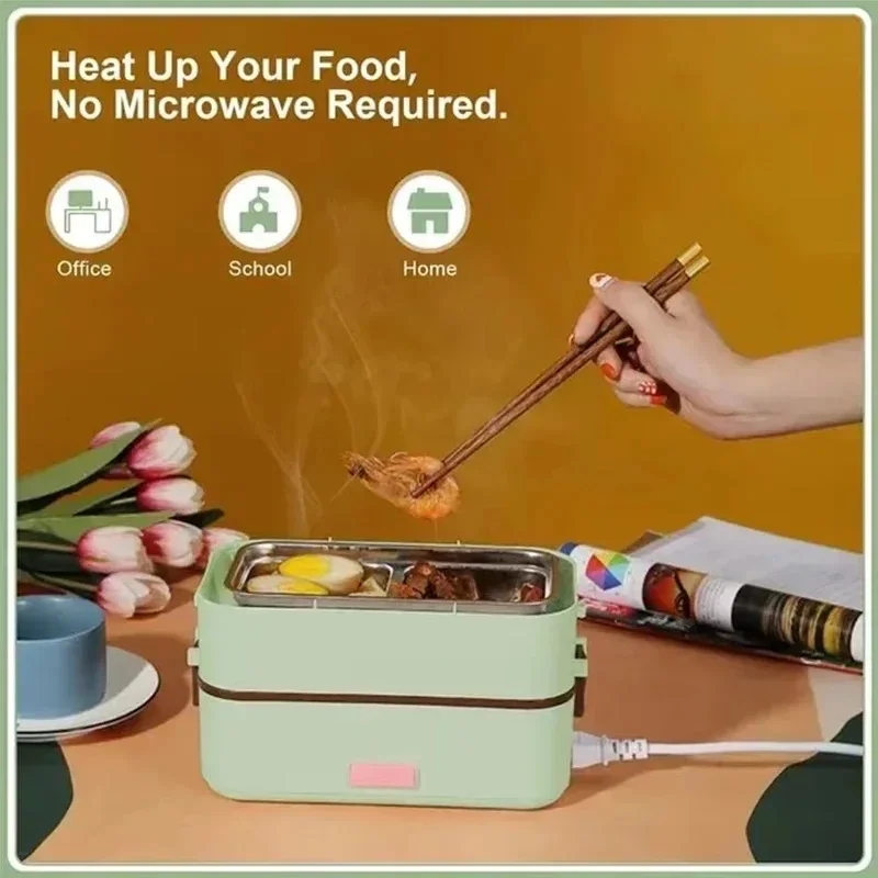 Portable Electric Heating Lunch Box Food Warmer for Outdoor/Travel Self Cooking Heated Lunch Box Office Rice Cooker Warmer