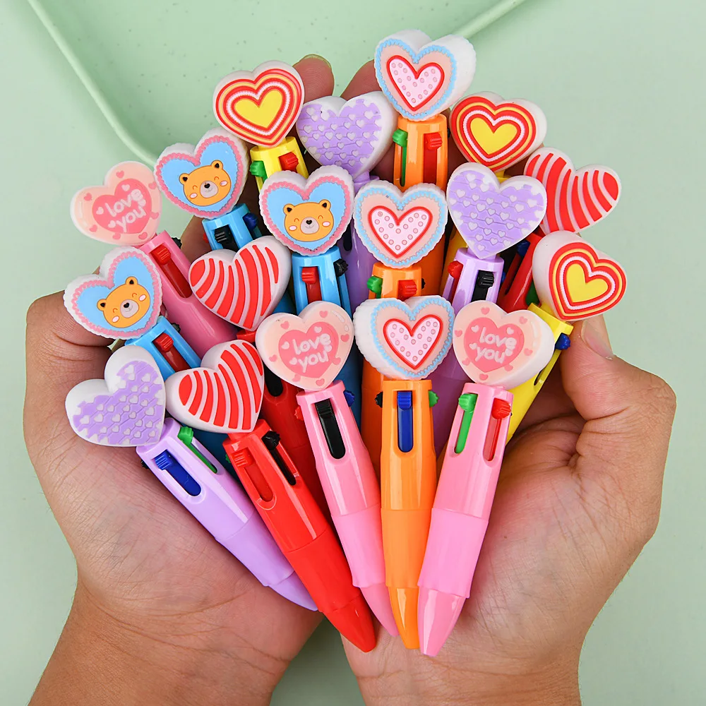 

3 шт., 4 цвета, шариковая ручка с сердечком, студенческие канцелярские принадлежности, 0,5 мм, быстросохнущая декомпрессионная гелевая ручка, экзаменационная ручка, детская награда, подарок