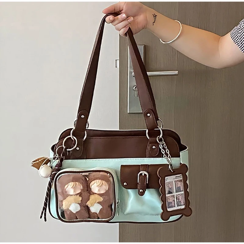 Kawaii Ita-Tasche mit transparentem Fenster zur Präsentation von Anstecknadeln, Damen-Tragetasche, süße, niedliche Anime-Schultertasche, Lolita-Handtasche für Mädchen. – Detail 2