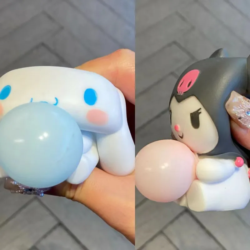 Anime Sanrio Stress Vent Relief Squishy Kuromi Melody Cinnamoroll Blow Bubbles Vent Hand Pinch Toy Healing Slow Rebound Toy Gift