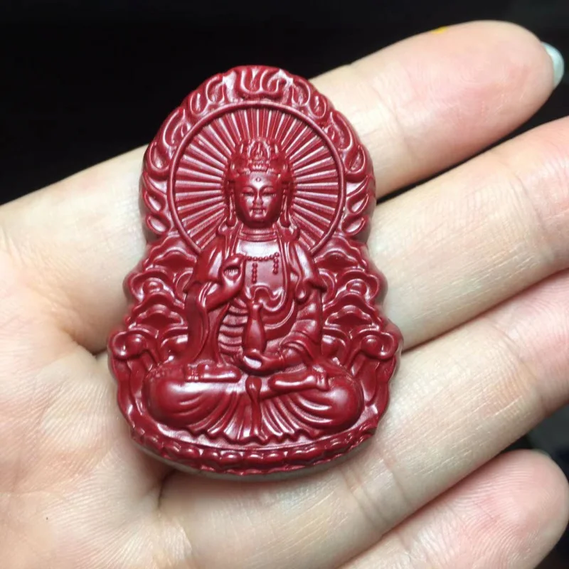 

High-Content Original Cinnabar Purple Gold Sand Guanyin Double-Sided Craft Pendant Necklace for Men and Women, Suitable for Birt