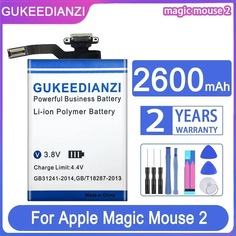 High Capacity GUKEEDIANZI Battery 020-00633 A1672 020-00634 2600mAh For Apple Magic Mouse 2 mouse2 Wireless