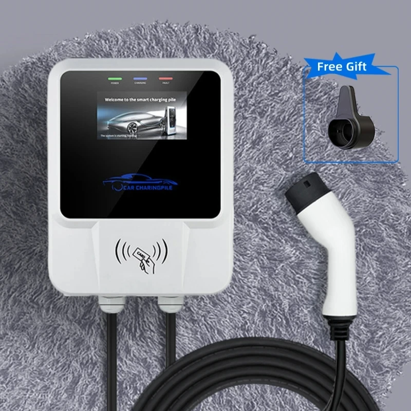 Cargador EV Wallbox para coche eléctrico, Cable de carga trifásico tipo 2, 11kW, 22kW, 32A, 7,6 kW, con soporte, aplicación WIFI