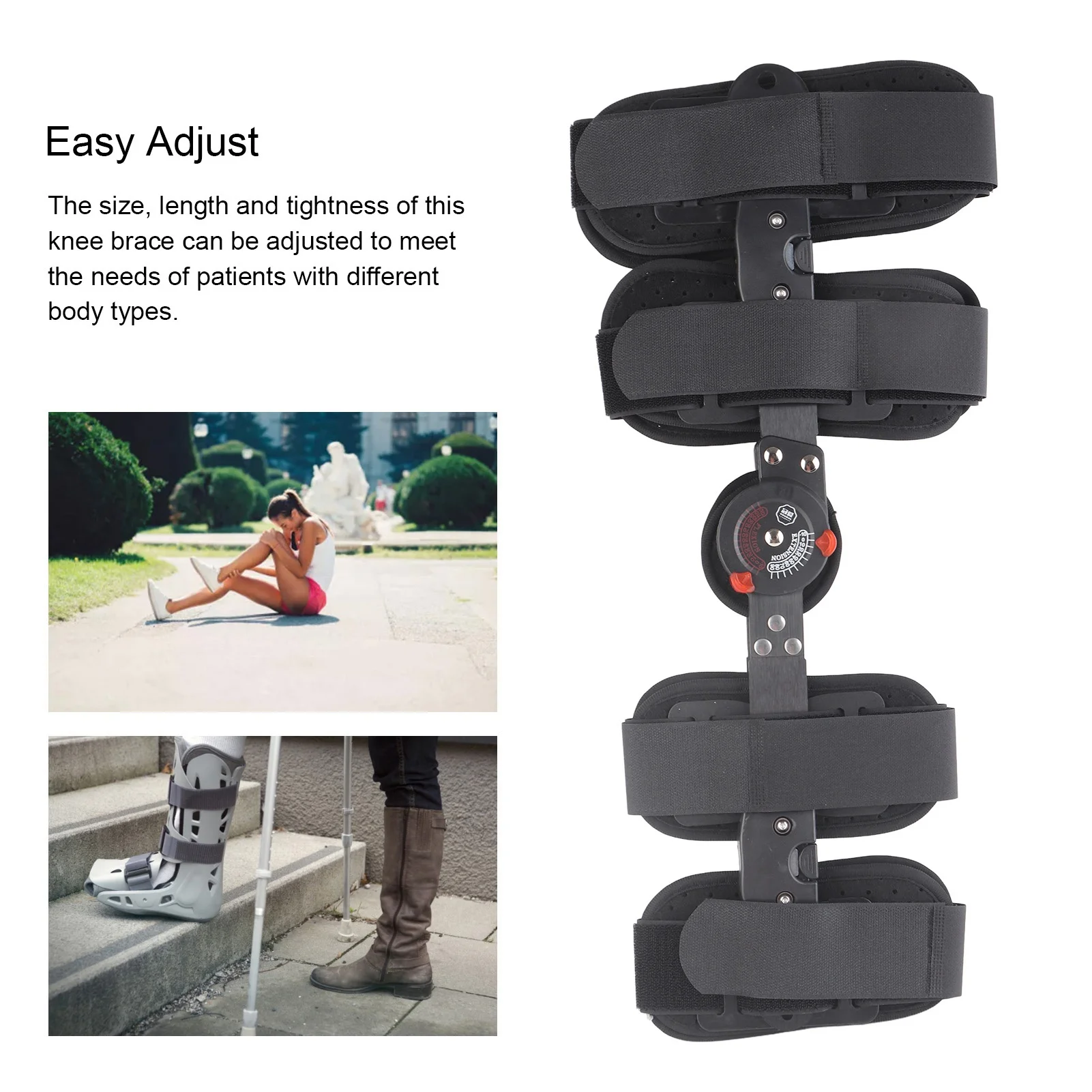 Knee Support Brace Size Adjust Sponge Lining Aluminum Alloy Orthopedic Patellar Tendon Strap for Sports Support Immobilizer