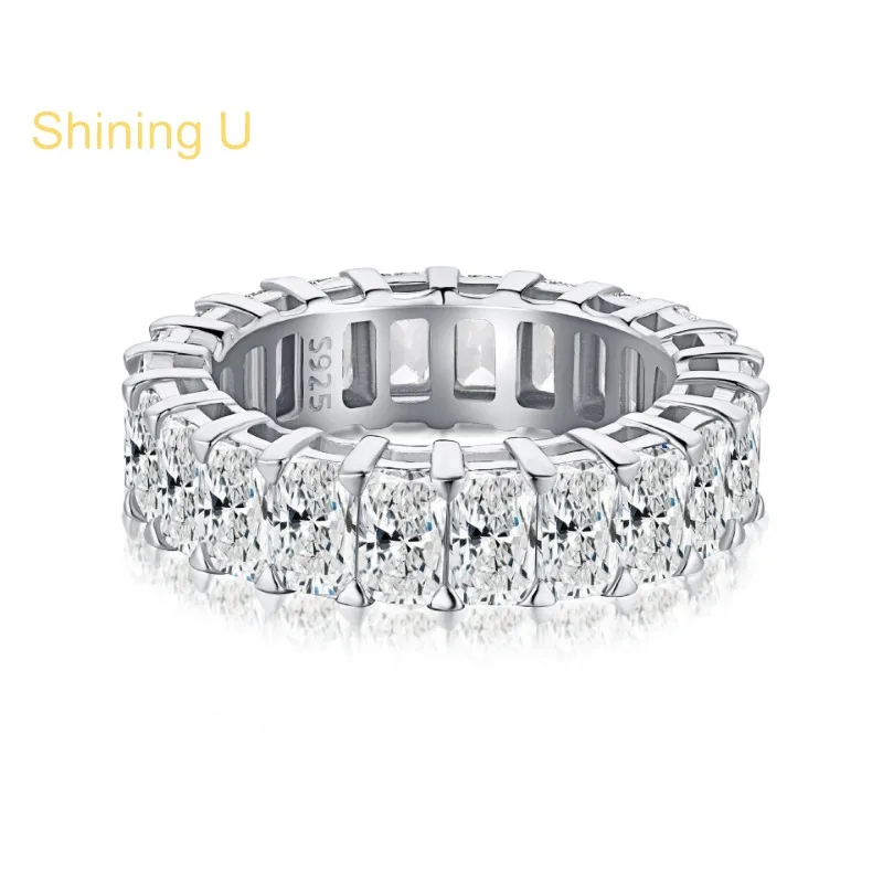 

Shining U S925 Silver Full Zircon Gem Ring for Women Fine Jewelry Anniversary