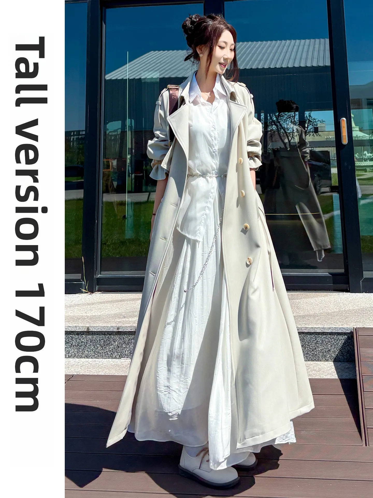 

Белое джинсовое женское длинное пальто высокого размера, модная верхняя одежда, Новое поступление 2025, корейское свободное платье на пуговицах