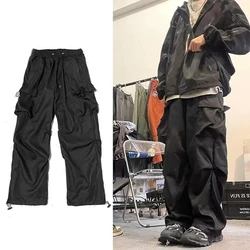 Baggy Cargo Pants for Men Red Black Gray Straight Trousers Male Vintage Hip Hop Streetwear Classic Style