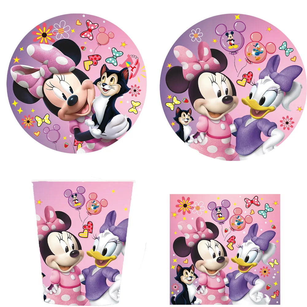Disney Minnie Mouse paperino forniture per feste tazza stoviglie usa e getta Set ragazza bambino bambino festa di compleanno decorazione Baby Shower