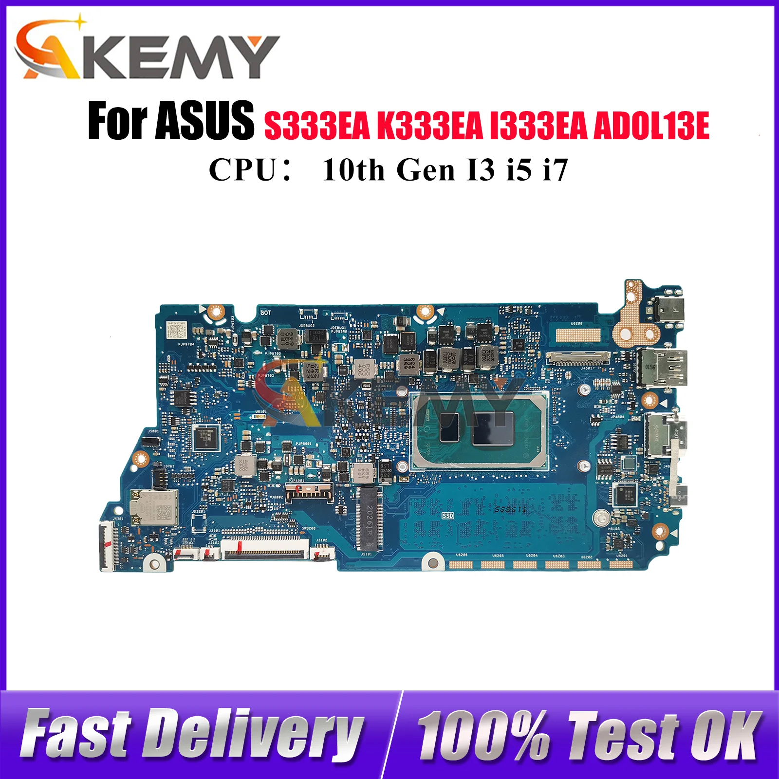 

X321EA Материнская плата для ноутбука ASUS VivoBook S333EA K333EA X321E I333EA X321EA ADOL13E Материнская плата для ноутбука 10-го поколения I3 i5 i7