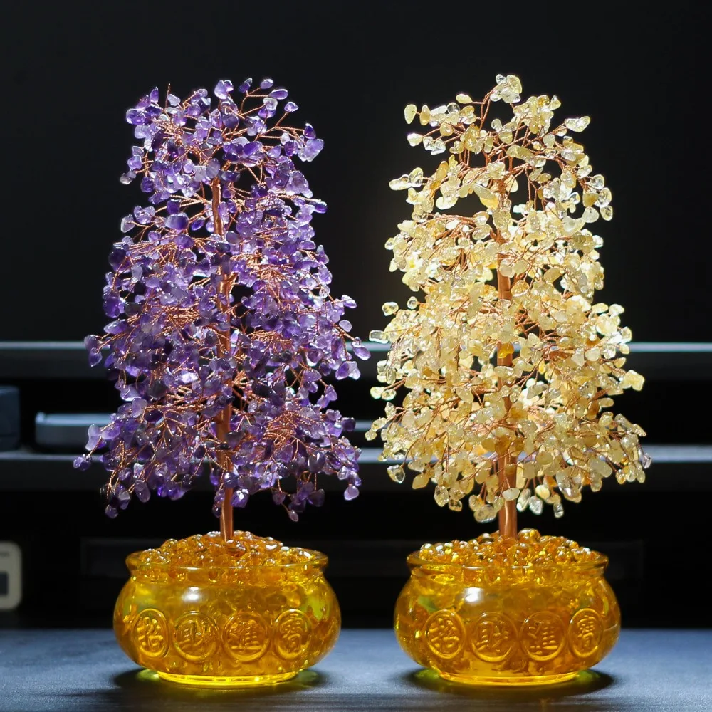 Topaz Crushed Stone Crystal Tree Rich Tree Handicrafts Home Office Ornaments Ornaments Living Room Desktop Decoration Gifts