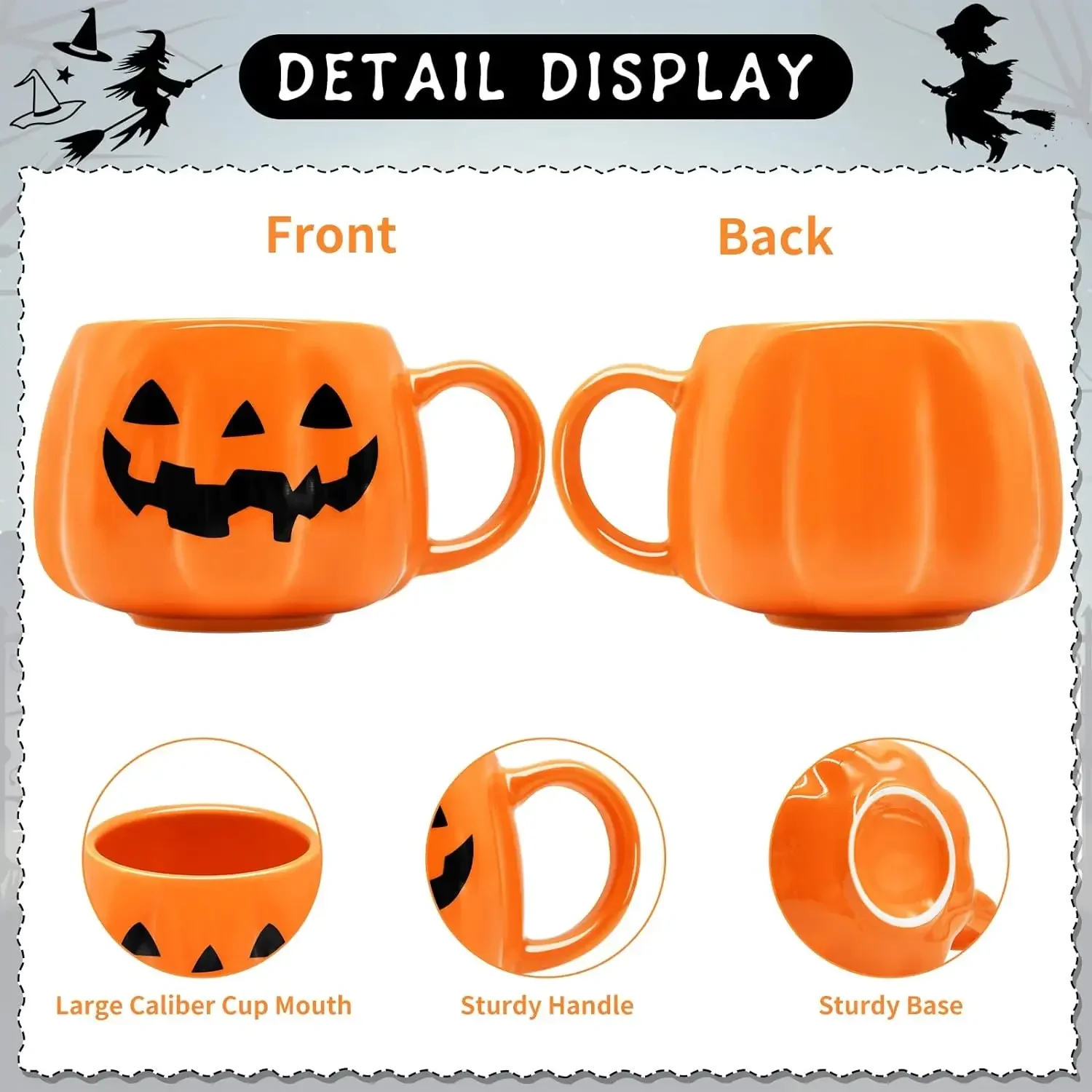 1pc 400ml Halloween Pumpkin Mug Decor Halloween Pattern Mug Ceramic Cute Pumpkin Coffee Cup compleanno Tabletop Drinkware Gifts