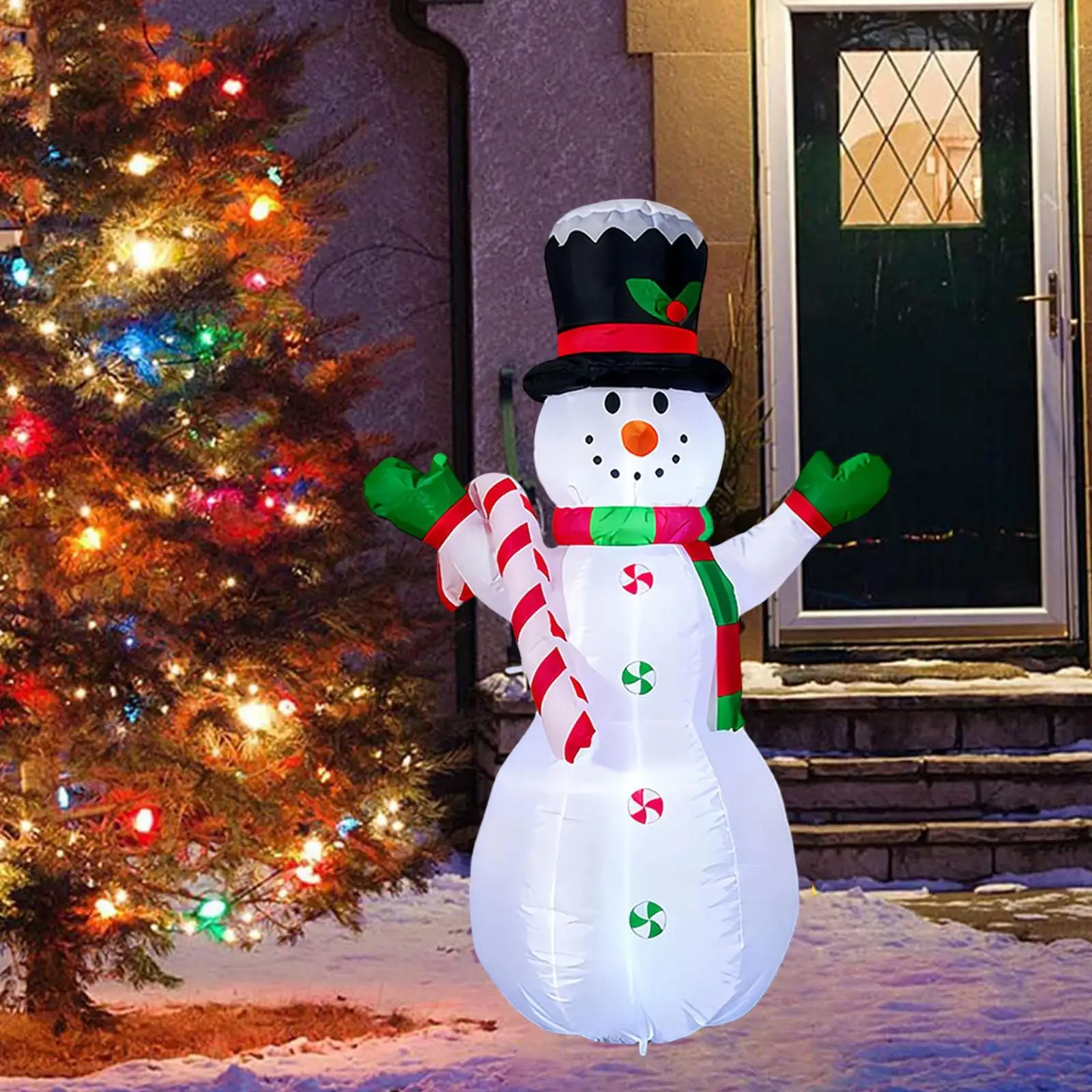 Muñeco de nieve inflable de 4 pies, estatua inflable novedosa, decoración de patio inflable gigante, decoración exterior iluminada para fiesta festiva
