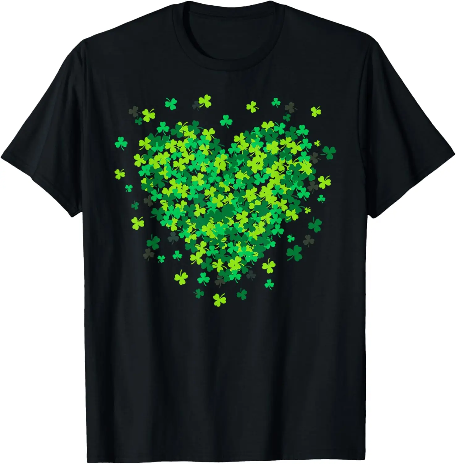

St Patricks Day Shamrock Heart Graphic Tee Breathable Short Sleeve Casual T-Shirt Men