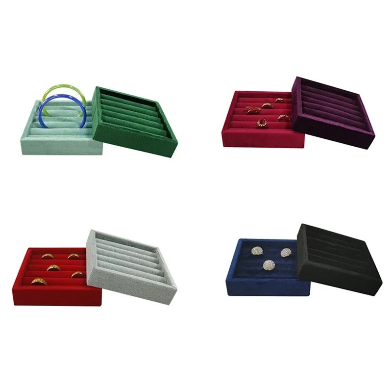 Rings Organizer Small Velvet Tray 11*11Cm Jewelry Packaging Case Ear Stud Display Storage Earrings Quality Velvet