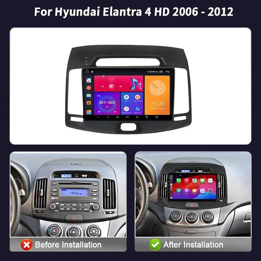 Для Hyundai Elantra 4 HD 2006-2012 WIFI GPS автомобильный радиоприемник мультимедийный плеер навигация 2DIN Android беспроводной CarPlay экран стерео