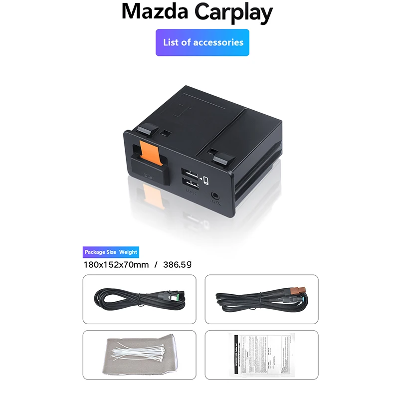 Upgrade P2 For Apple CarPlay Android Auto USB Adapter Hub OEM for Retrofit Mazda 2 3 6 CX30 CX5 CX8 CX9 MX5 Miata TK78669U0C Kit