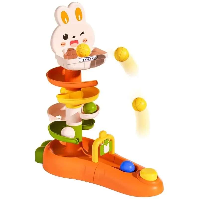ของเล่นเด็กเล็ก ชุดเกมยิงลูกบอลบนราง สำหรับเด็กอายุ 6 เดือนขึ้นไป ของเล่นเสริมพัฒนาการ เล่นสนุกสนาน ลูกบอลหมุนบนราง