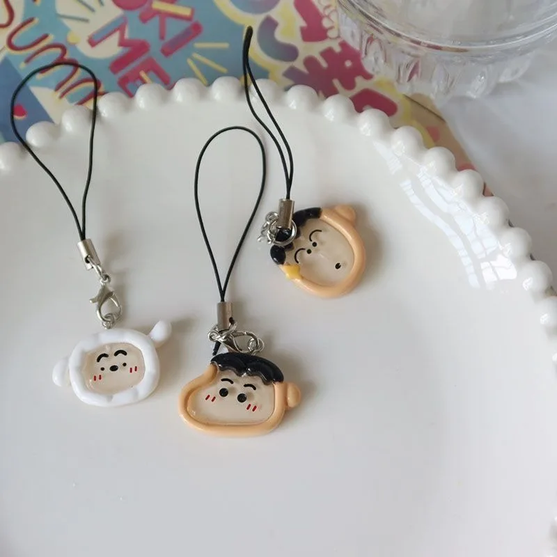 Cute Crayon Shin-chan Xiaobai Mobile Phone Rope Resin Ins Girl Heart Schoolbag Lanyard Cartoon Anime Fashion Pendant Gift Toy view 6