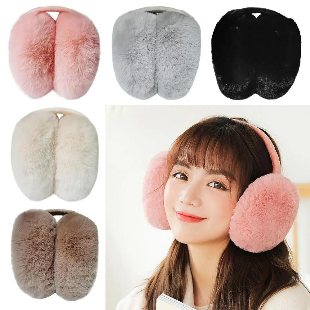 Orelha mais quente ao ar livre proteção fria da pele do falso orelha-muffs dobrável earflaps macio pelúcia earmuffs inverno quente moda cycing equipamentos