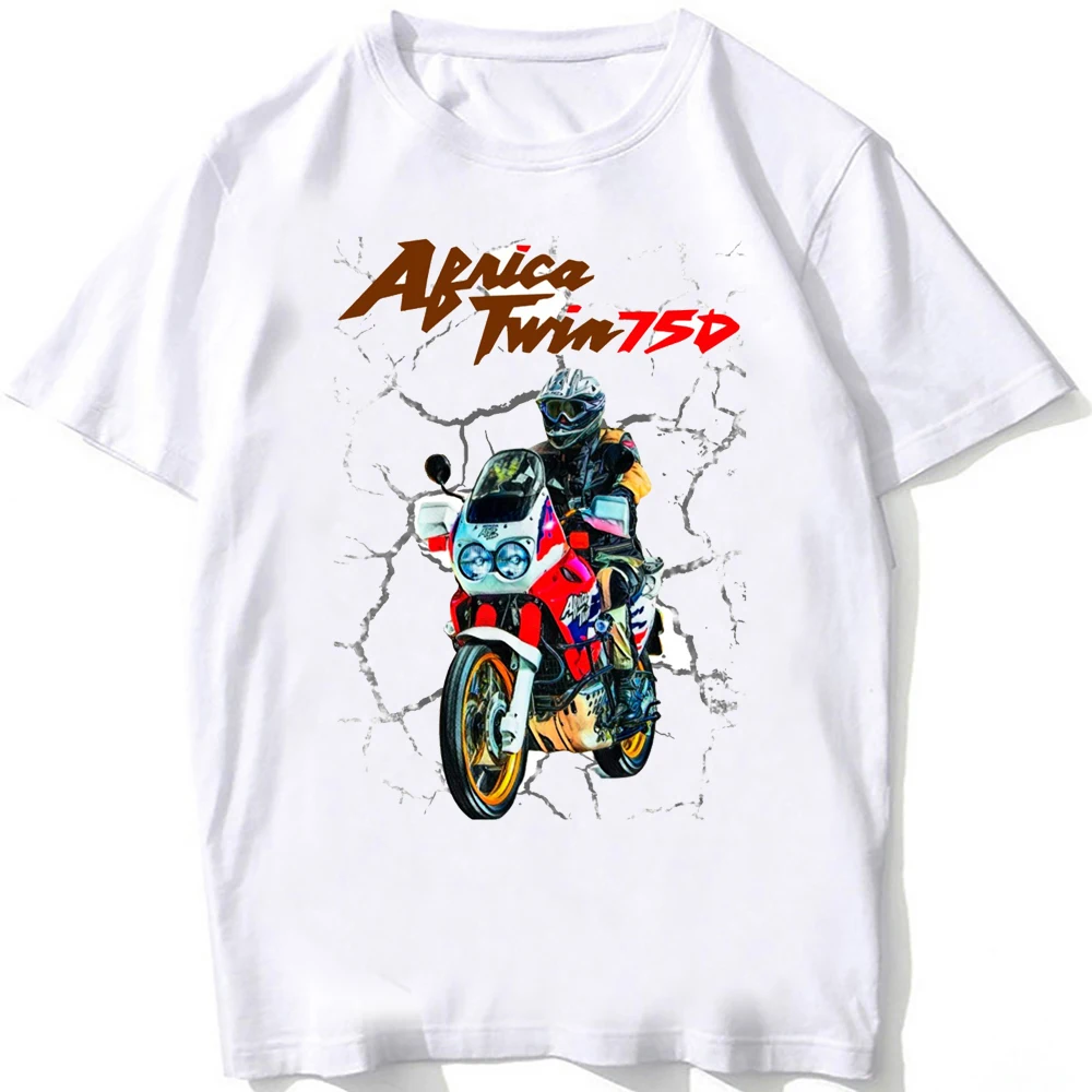 Africa Twin 750 XRV Adventure Mountains Style Classic Motorcycle Riding T-Shirt Men Short Sleeve Hip Hop Motor Sport Boy Tees