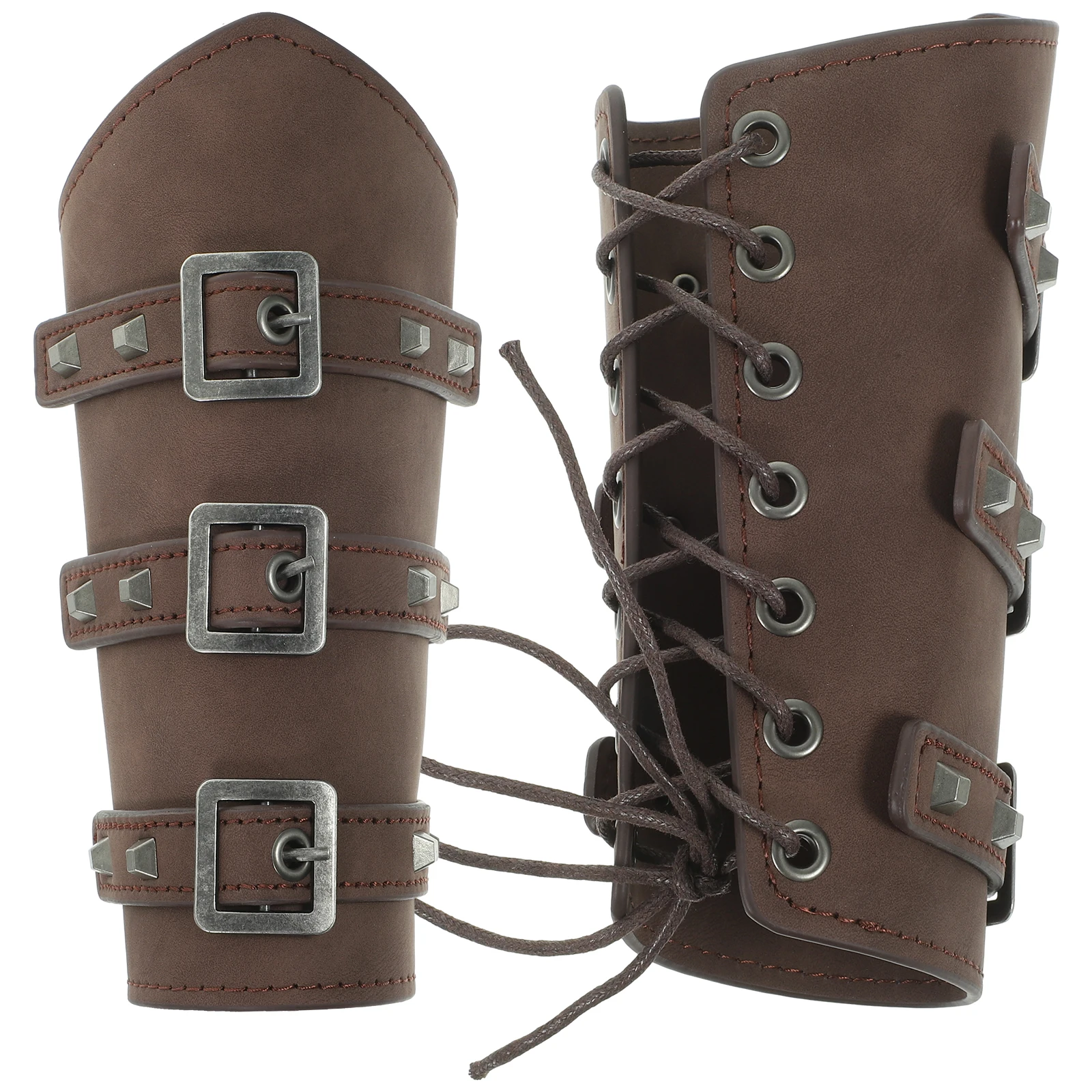 

Retro Wristband Bracers for Men Halloween Medieval Knight Arm Guard Bracelet Brown