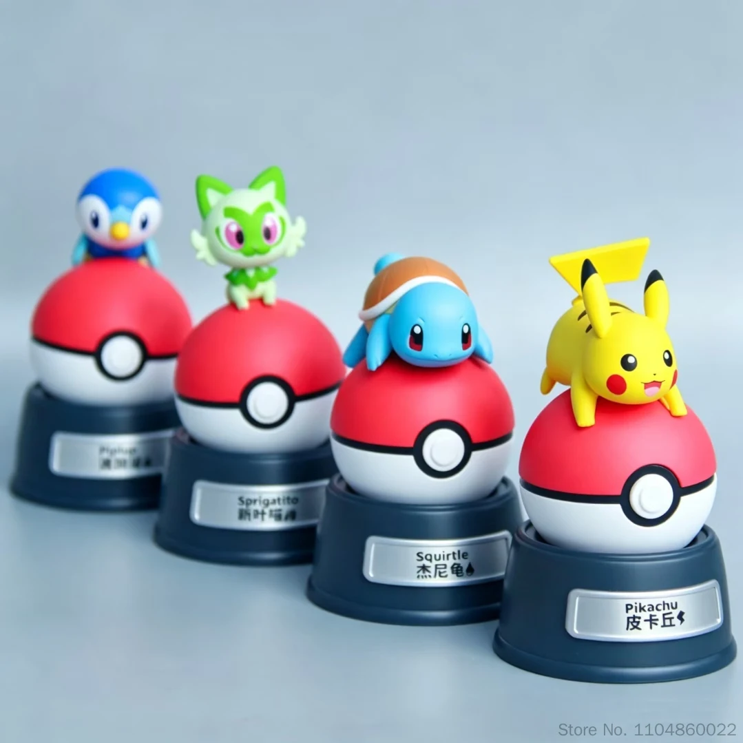 新しい本物のポケモン太陽光発電動フィギュアアニメフィギュアコレクションデスクトップ車の装飾ギフトアニメコレクターのための
