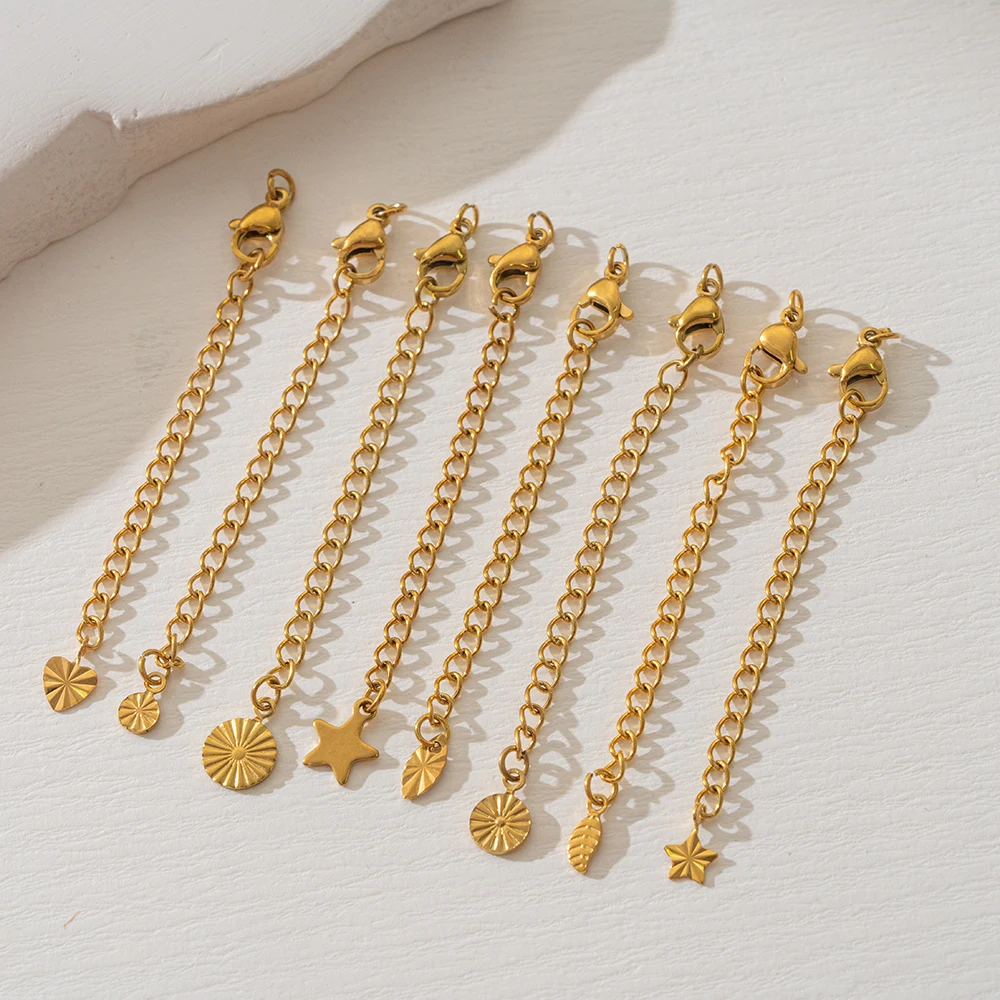 10 Stück Edelstahl-Verlängerungsketten mit Karabinerverschlüssen, Verbindungsstücke für Halsketten, DIY-Armband-Zubehör – Detail 2