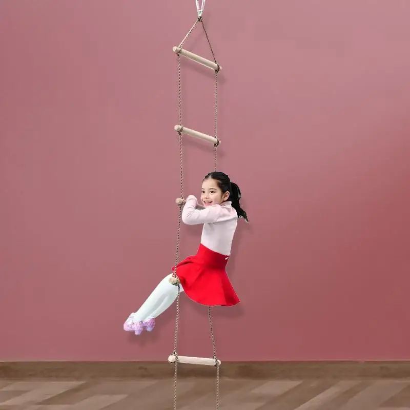 Escalera de cuerda de madera para niños, juguete de escalada, actividad de entrenamiento al aire libre, deportes seguros, columpio giratorio