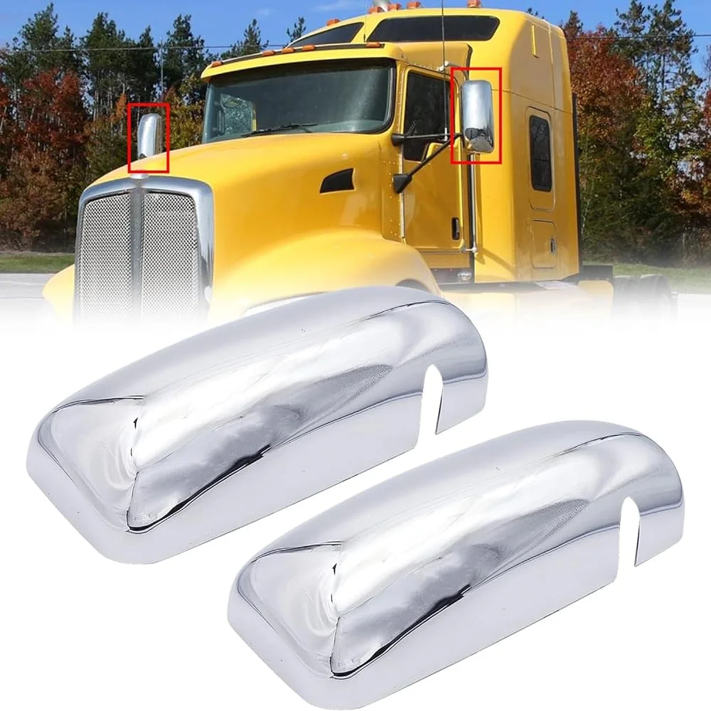

Chrome Door Mirror Covers Fit for Kenworth T660 T370 T440 T470 T800 T600, Pair Door Mirror Cover Left/Driver Side & Right/Passen