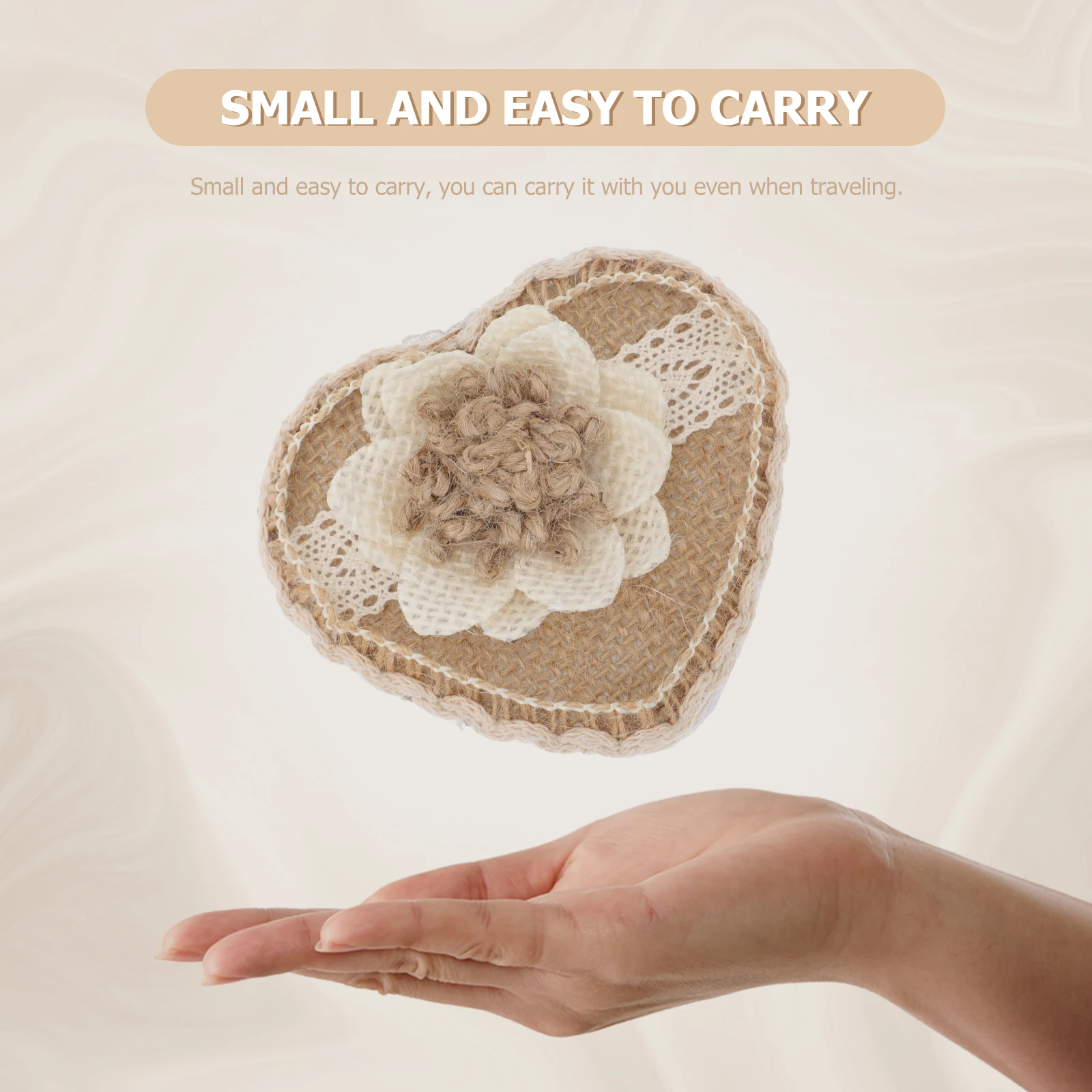 

Ring Pillow Jewelry Boxes Jewellery Wedding Storage Flax Heart Shape Rings Holder Man