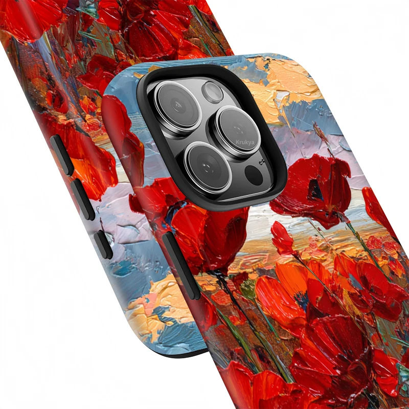 Krukya جراب هاتف آيفون 17 الهواء 16 15 14 برو ماكس 13 12 11 برو ماكس XS XR X SE2 الاكريليك للصدمات زهرة نمط غطاء