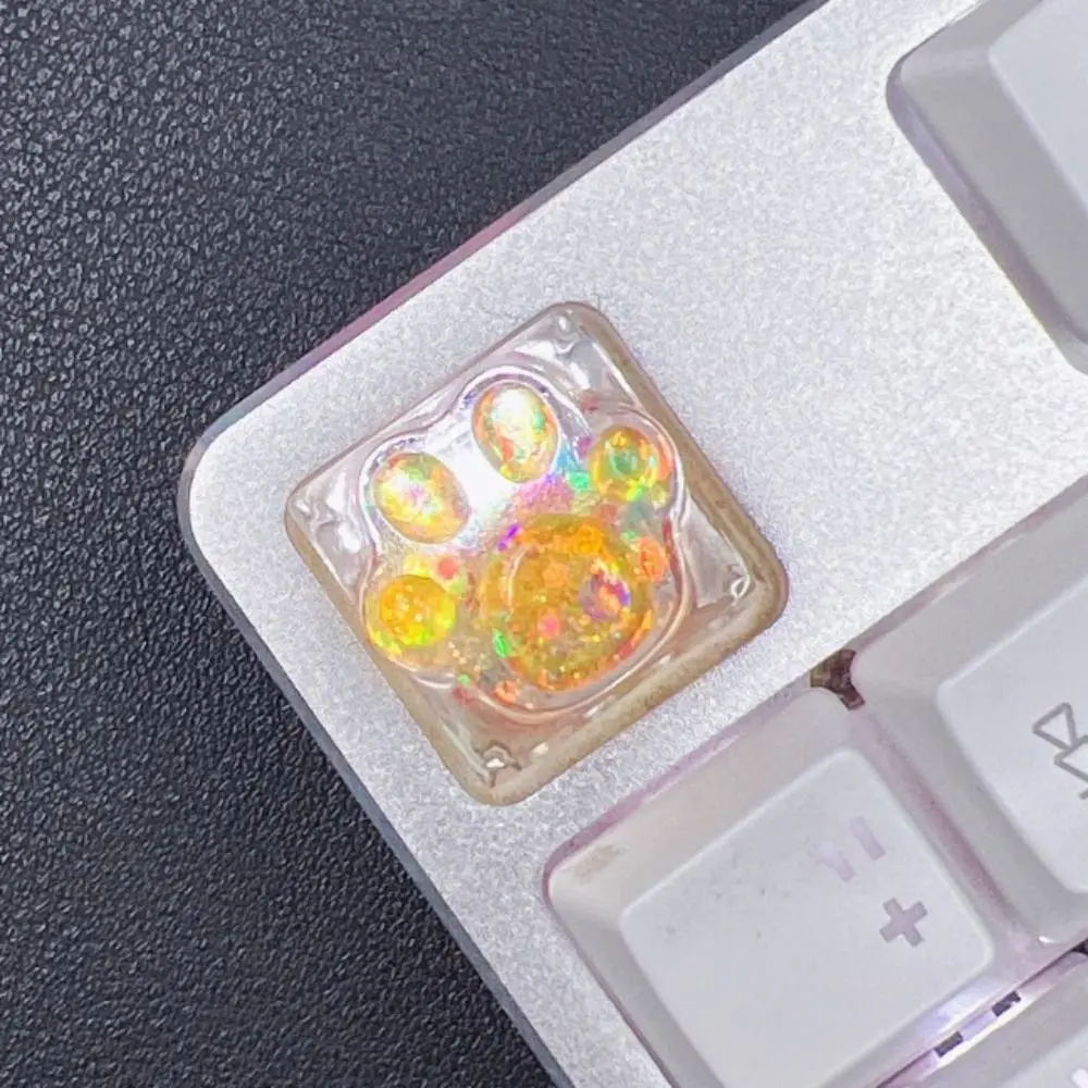 Transparent Cat's Paw Shaped Keycaps OEM R4 Height Little Key Cat's Paw Keyboard Cap Handmade Universal